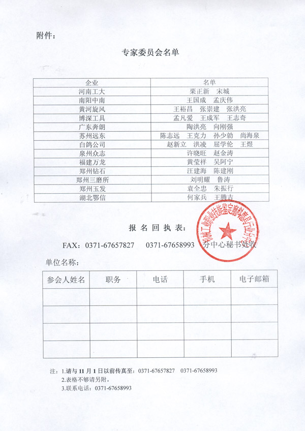 關(guān)于舉辦“國家磨料磨具技能鑒定標(biāo)準(zhǔn)審查和考評員培訓(xùn)”的通知