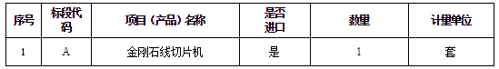 進口科研金剛石線切片機項目采購公開招標公告